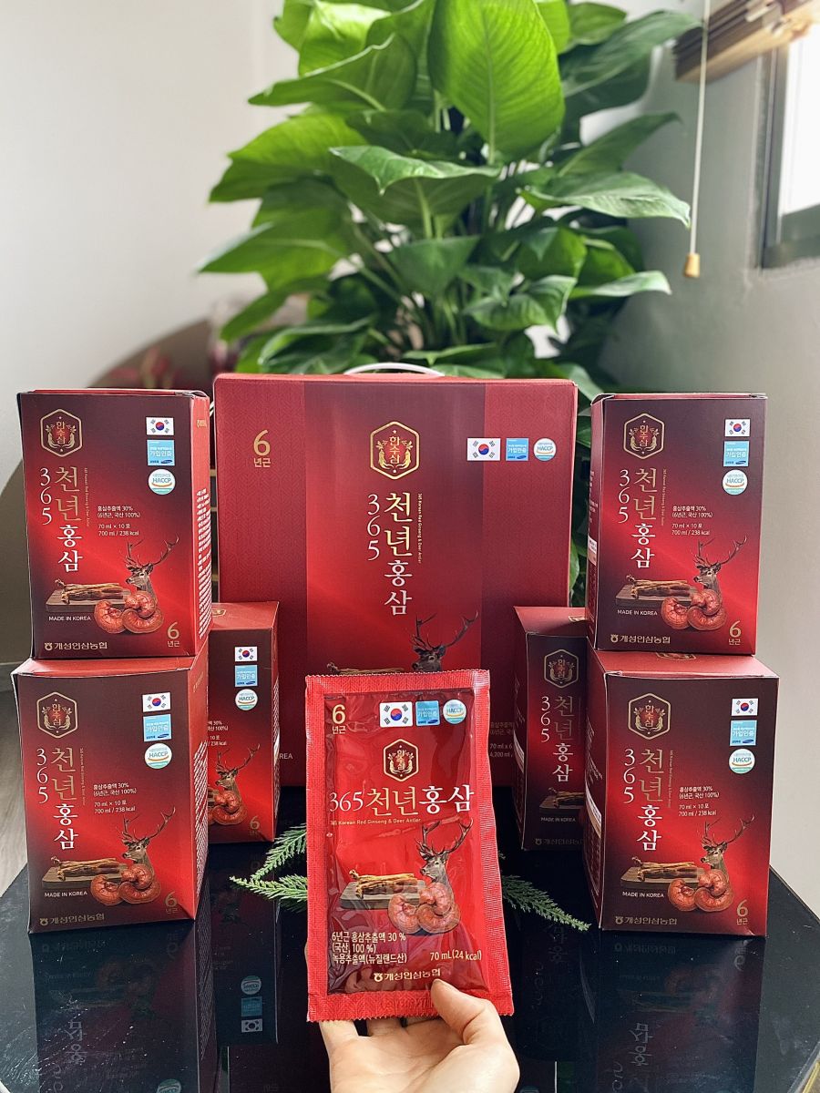 Nước Hồng Sâm Nhung Hươu Linh Chi Hàn Quốc 60 Gói